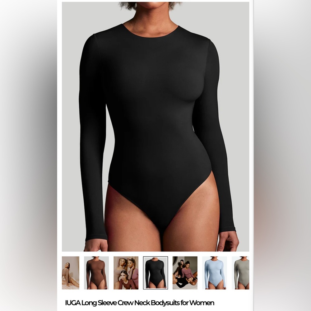 Iuga Black Long Sleeve Bodysuit